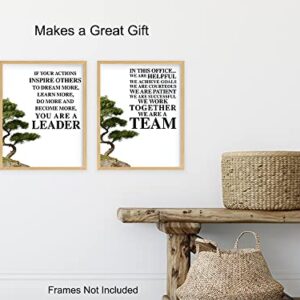 Office Wall Art Decoration Set - Motivational Decor - Leadership Saying - Gift for Boss, Manager, Team Leader, Coach, Teacher, Entrepreneur - Inspirational Quote Poster Print - Unique Photo 8X10 Set