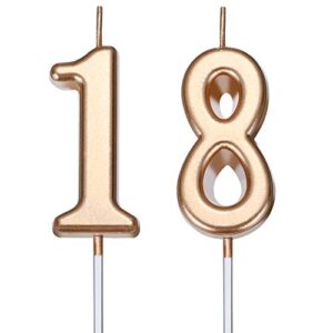18th birthday candles cake number 18 candles happy birthday cake candles topper decoration cake topper numeral candles for birthday wedding anniversary celebration favor, champagne gold
