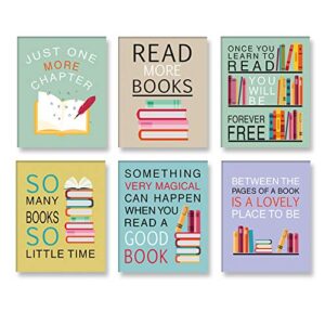 chditb colorful wall art print inspirational read books quote art,watercolor books art painting, set of 6 art posters(8″ x10) motivational saying canvas poster for classroom library study decor
