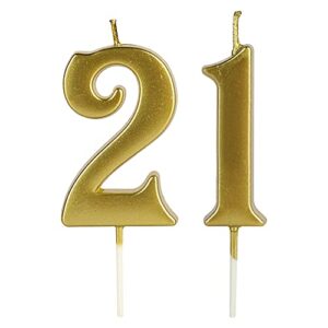 gold 21st &12th birthday number candles for cake, number 21 12 1 2 glitter candle party anniversary cakes decoration for kids women or men