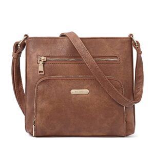 cluci crossbody purse for women multi pockets bag vegan leather small shoulder handbags summer travel designer vintage ladies brown