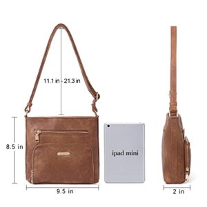 CLUCI Crossbody Purse for Women Multi Pockets Bag Vegan Leather Small Shoulder Handbags Summer Travel Designer Vintage Ladies Brown