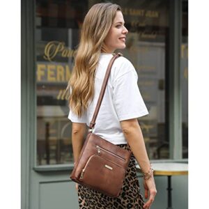 CLUCI Crossbody Purse for Women Multi Pockets Bag Vegan Leather Small Shoulder Handbags Summer Travel Designer Vintage Ladies Brown