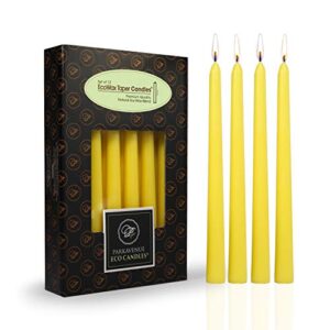 cocosoy organic taper 8″ botanical candles. premium coconut soy wax . hand poured botanical candles. beautiful natural colors for home décor romantic dinner. bulk package of 12 yellow candles
