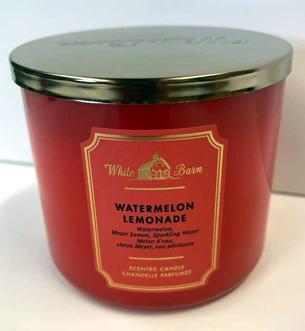 Bath and Body Works, White Barn 3-Wick Candle w/Essential Oils - 14.5 oz - 2021 Core Scents! (Watermelon Lemonade)