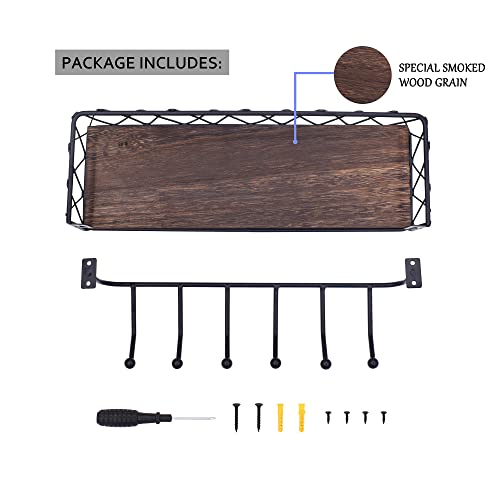Molaxhome Wall Mounted Storage Shelves,Easy to Mount Wall Wooden Floating Shelf for Bedroom,Farmhouse,Living Room,Bathroom,Kitchen,Office and More DC1A611 (Brown, W4.9xL13.7)