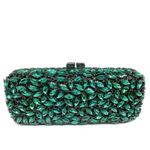 bling crystal clutch purses for women box minaudiere handbags wedding bag (green)
