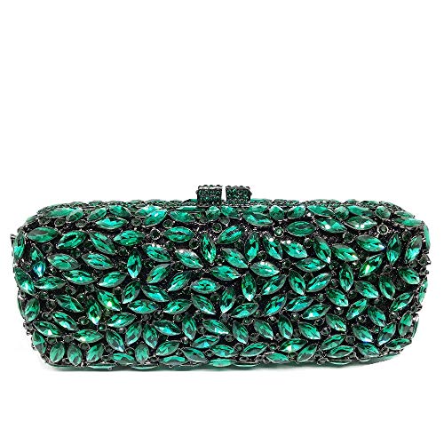 Bling Crystal Clutch Purses for Women Box Minaudiere Handbags Wedding Bag (Green)