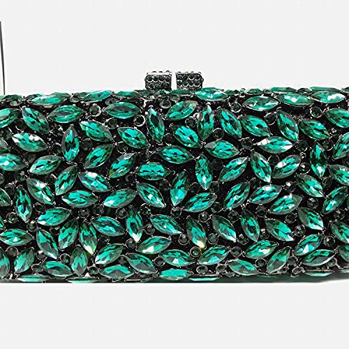 Bling Crystal Clutch Purses for Women Box Minaudiere Handbags Wedding Bag (Green)