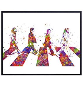 the beatles poster, wall art – 8×10 abbey road home decor – beatles gifts for john lennon, paul mccartney, ringo starr, george harrison, 60s music fans