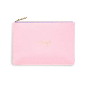 KATIE LOXTON Colour Pop Hey Beautiful Women's Medium Vegan Leather Clutch Perfect Pouch Pink & Lilac