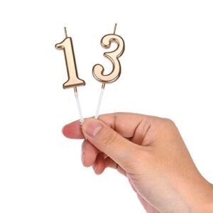 13th Birthday Candles Cake Number Candles Happy Birthday Cake Candles Topper Decoration for Birthday Wedding Anniversary Celebration Favor, Champagne Gold