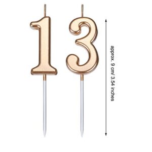 13th Birthday Candles Cake Number Candles Happy Birthday Cake Candles Topper Decoration for Birthday Wedding Anniversary Celebration Favor, Champagne Gold