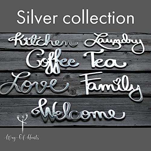 Way Of Hearts - Metal Kitchen Sign for Kitchen Wall Decoration - Silver, 13 X 4.4 inches - Polished Stainless Steel Cut Out Plaque - Dining Room Wall Decor - Decoracion Para Cocina