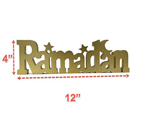 Ramadan Eid Mubarak Moon Star Desktop Shelf Table top Decoration for Home Office Classic Decor Products (Ramadan + Eid + Mubarak)