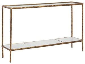 signature design by ashley ryandale modern console sofa table, antique brass finish