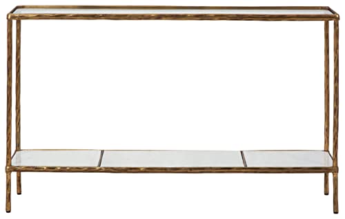 Signature Design by Ashley Ryandale Modern Console Sofa Table, Antique Brass Finish