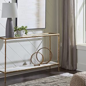 Signature Design by Ashley Ryandale Modern Console Sofa Table, Antique Brass Finish