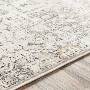 Hauteloom Bluffs Moroccan Farmhouse Living Room Bedroom Dining Room Area Rug - Bohemian Style - Boho Vintage Distressed - Beige, Gray, Brown, Cream 7'10" x 10'2"