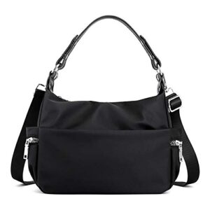 notag nylon handbags for women medium top handle stachel travel crossbody bags with removable shoulder strap (black)