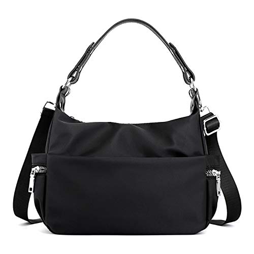 NOTAG Nylon Handbags for Women Medium Top Handle Stachel Travel Crossbody Bags with Removable Shoulder Strap (Black)