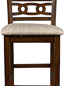 New Classic Furniture Gia 5-Piece Round Counter Height Set with 1 Dining Table and 4 Chairs, 42.25", Cherry