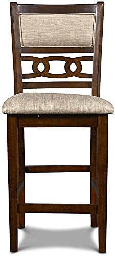 New Classic Furniture Gia 5-Piece Round Counter Height Set with 1 Dining Table and 4 Chairs, 42.25", Cherry