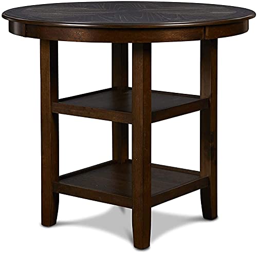 New Classic Furniture Gia 5-Piece Round Counter Height Set with 1 Dining Table and 4 Chairs, 42.25", Cherry