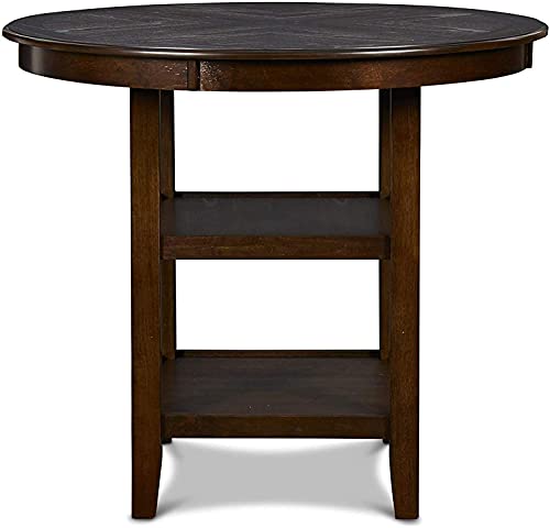 New Classic Furniture Gia 5-Piece Round Counter Height Set with 1 Dining Table and 4 Chairs, 42.25", Cherry