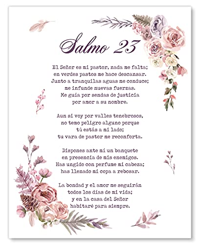 Salmo 23 En Espanol Wall Decor - Psalm 23 Cuadro - Christian Wall Decor In Spanish - 8x10 - Unframed