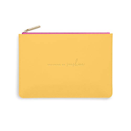 KATIE LOXTON Colour Pop Dreaming of Sunshine Women's Medium Vegan Leather Clutch Perfect Pouch Ochre & Fuchsia