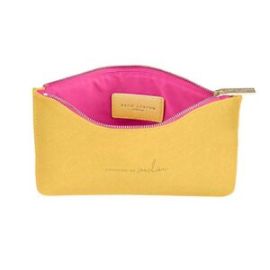 KATIE LOXTON Colour Pop Dreaming of Sunshine Women's Medium Vegan Leather Clutch Perfect Pouch Ochre & Fuchsia