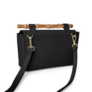 KATIE LOXTON Bamboo Handle Womens Medium Vegan Leather Convertible Crossbody Top Handle Purse Black