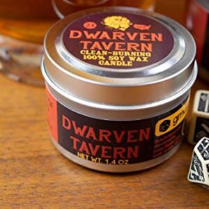 Dwarven Tavern Gaming Candle Soy Camping Whiskey Smoke Candle 1.4 oz. Geek Gift for Tabletop RPG DND Gamer