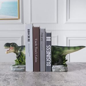 banllis dinosaur bookends decorative book ends to hold books heavy duty, nonskid book stopper resin bookends for shelves for books holder home and office decor and idea kids gift