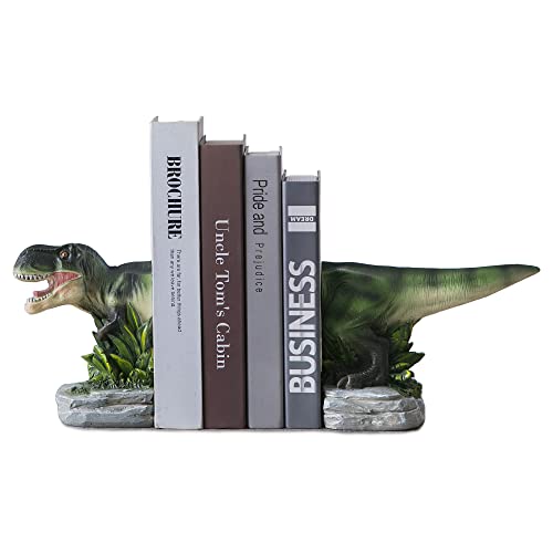 Banllis Dinosaur Bookends Decorative Book Ends to Hold Books Heavy Duty, Nonskid Book Stopper Resin Bookends for Shelves for Books Holder Home and Office Decor and idea Kids Gift