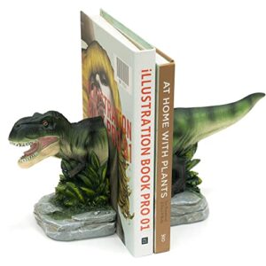 Banllis Dinosaur Bookends Decorative Book Ends to Hold Books Heavy Duty, Nonskid Book Stopper Resin Bookends for Shelves for Books Holder Home and Office Decor and idea Kids Gift