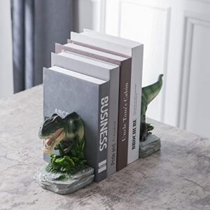 Banllis Dinosaur Bookends Decorative Book Ends to Hold Books Heavy Duty, Nonskid Book Stopper Resin Bookends for Shelves for Books Holder Home and Office Decor and idea Kids Gift