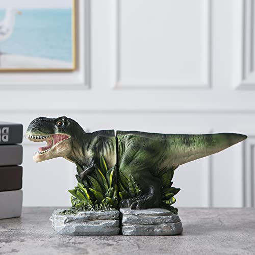 Banllis Dinosaur Bookends Decorative Book Ends to Hold Books Heavy Duty, Nonskid Book Stopper Resin Bookends for Shelves for Books Holder Home and Office Decor and idea Kids Gift