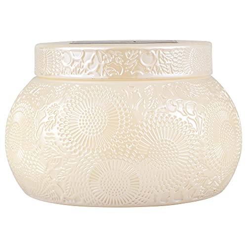 Voluspa Santal Vanille Candle | Embossed Glass Chawan Bowl | 14 Oz. | 50 Hour Burn Time | Coconut Wax and Natural Wicks for a Cleaner Burn | Vegan