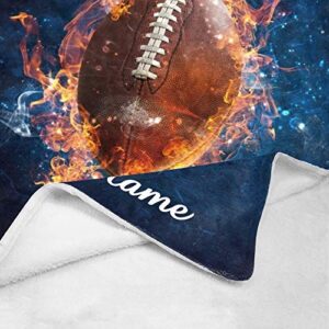 CUXWEOT Custom Blanket with Name Text,Personalized American Football Game Super Soft Fleece Throw Blanket for Couch Sofa Bed (50 X 60 inches)