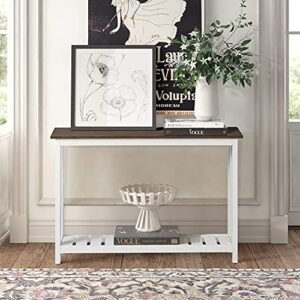 ChooChoo Farmhouse Console Table, Rustic Vintage Narrow Sofa Table for Entryway, Living Room, Hallway, 40 White