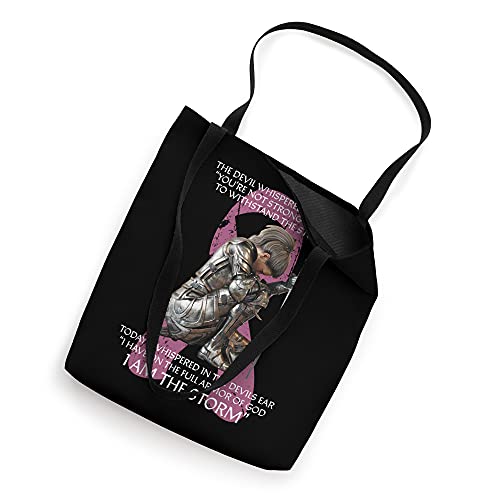 Christian Breast Cancer Awareness I Am The Storm Pink Ribbon Tote Bag