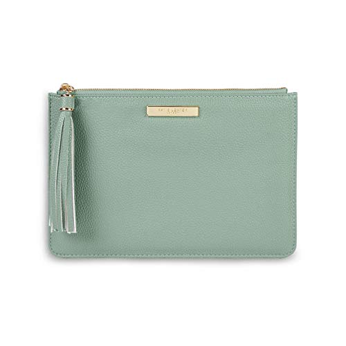 KATIE LOXTON Sophia Tassel Pouch Womens Medium Vegan Leather Clutch Handbag in Mint Green