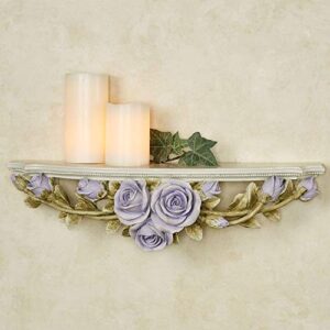 touch of class rose melody floral wall shelf – resin – purple, sage green – charming wall decor – elegant organizer – decorative shelving for bedroom, bathroom, living room, hallway
