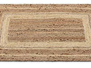 Well Woven Delphina White & Natural Color Hand-Braided Jute Border Pattern Area Rug (2' x 3')