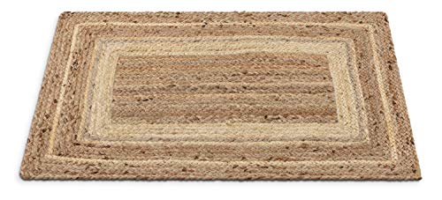 Well Woven Delphina White & Natural Color Hand-Braided Jute Border Pattern Area Rug (2' x 3')