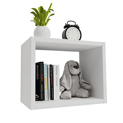 Floating Wall Cube Shelves,Deep in 9.45" Large White Shelf For Wall Storage,Floating Bookshelf,Box Shelf Wall Mounted,Cubby Storage Organizer for Bedroom,Bathroom, Living Room, Kitchen,Office(White)