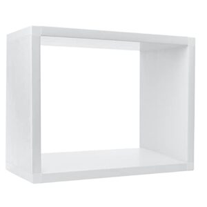 Floating Wall Cube Shelves,Deep in 9.45" Large White Shelf For Wall Storage,Floating Bookshelf,Box Shelf Wall Mounted,Cubby Storage Organizer for Bedroom,Bathroom, Living Room, Kitchen,Office(White)