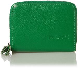 kalmor wallets for women leather double zipper rfid blocking purse with coin pocket, green, 4. 25” x 3. 0” x 1.5”